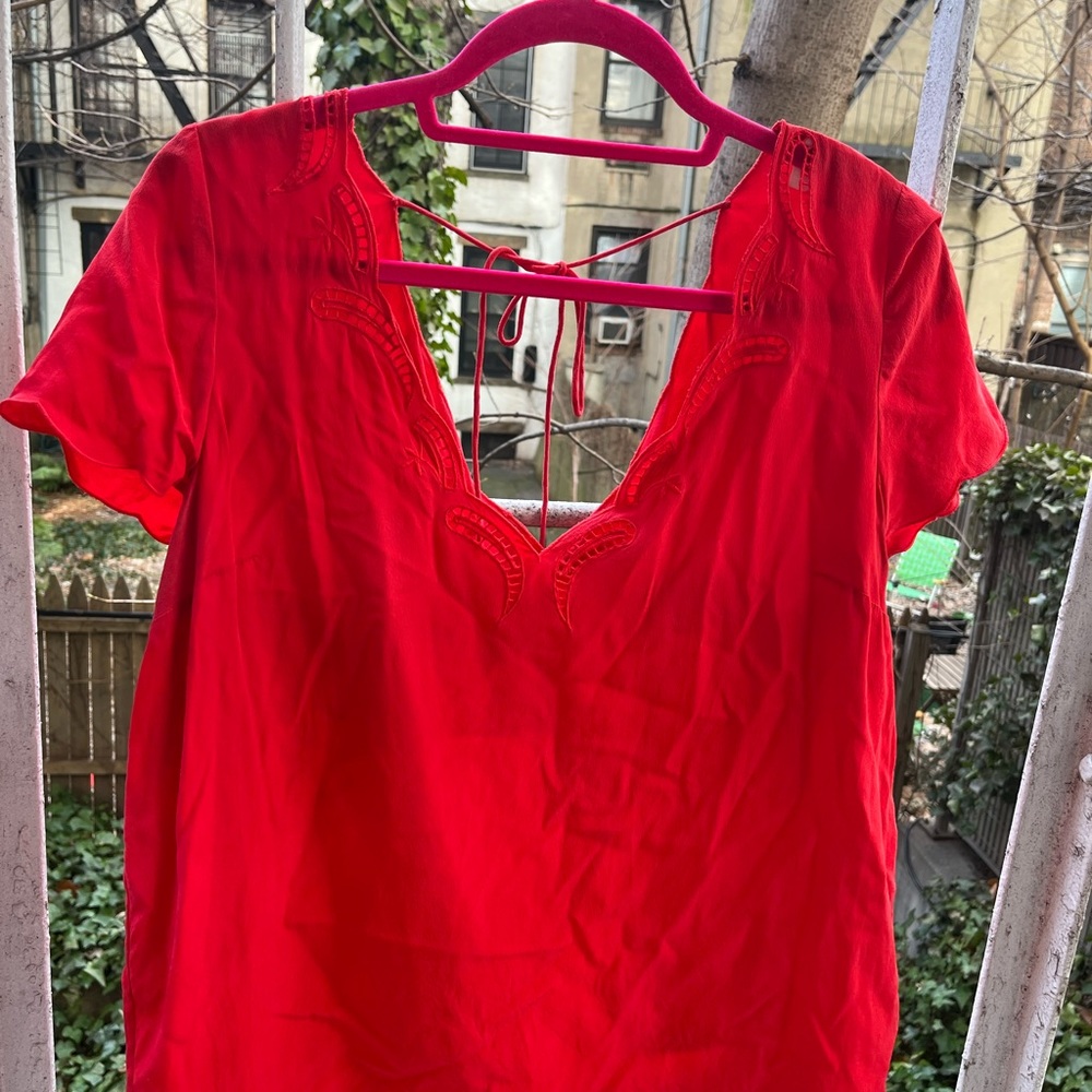 Sezane red silk top size 42 perfect for valentines day